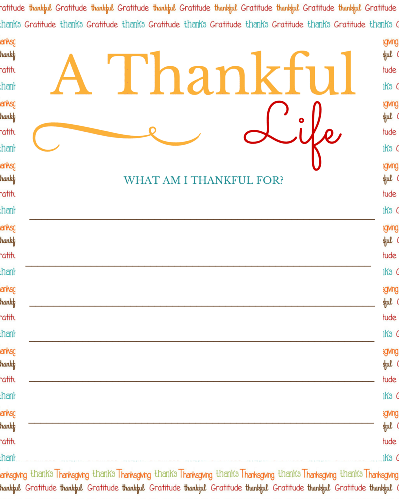 Free I Am Thankful For Printable