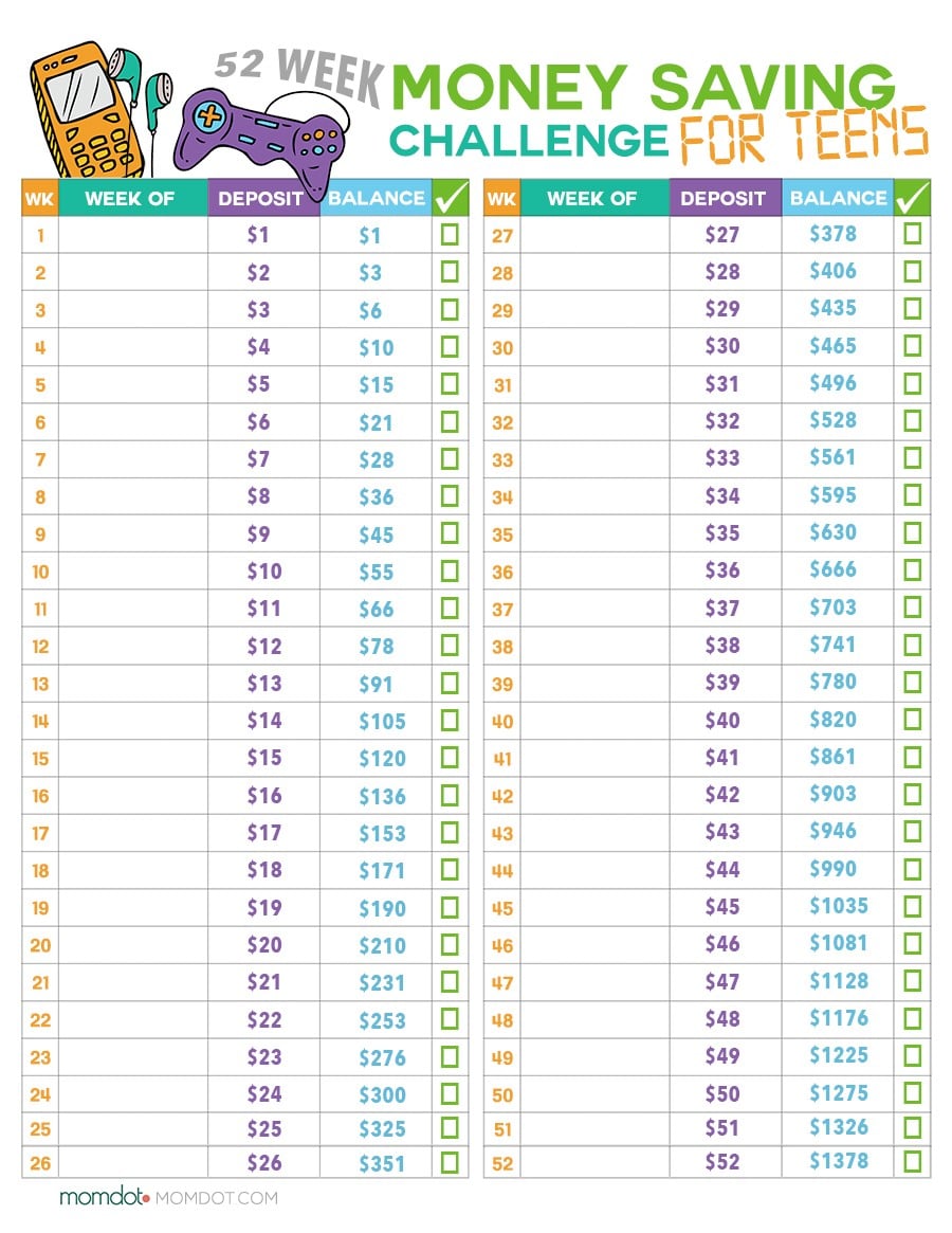 Free Printable 52 Week Challenge