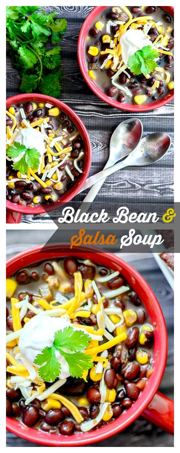 Black Bean and Salsa soup, super yummy for cold winter nights and very easy to make
