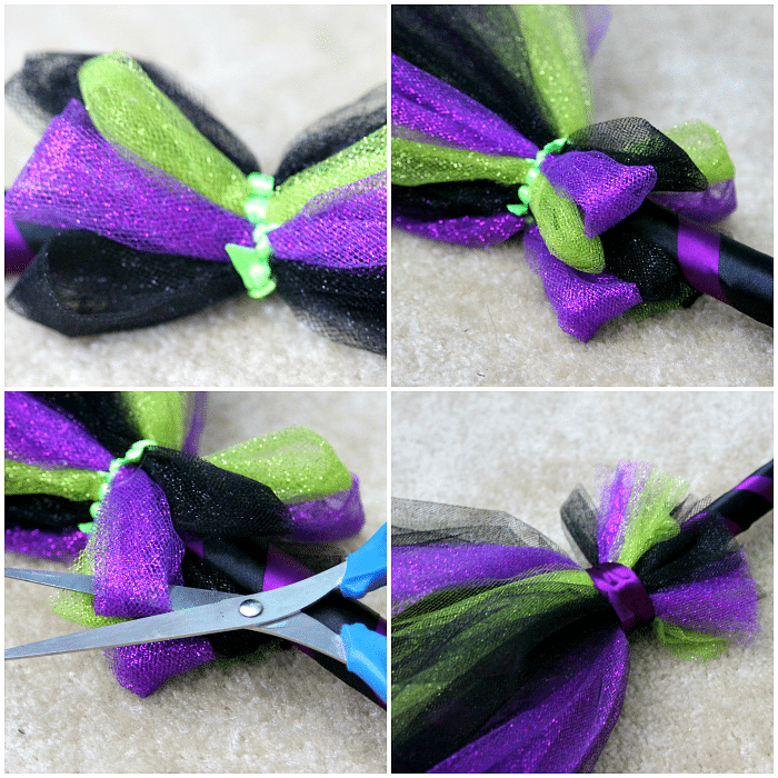 How to create an adorable witches broom with tulle, perfect for decoration or costume building