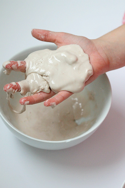 DIY Kitchen Quicksand Kids activity, easy household ingredients