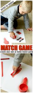 Create your own match game for toddlers, Montessori Sensory Bucket play with Matching common household items, group in shapes, colors and more. Easy play for kids 2-3 years of age.