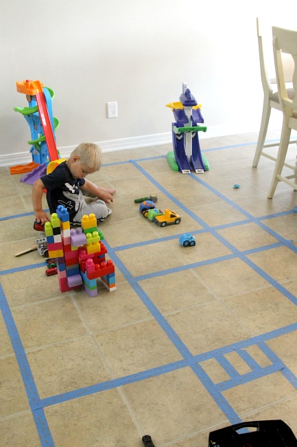 Create a tape interstate with painters tape for hours of fun 