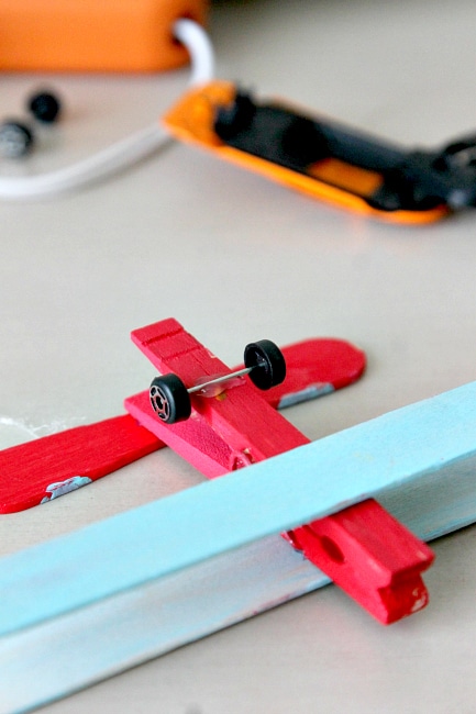 Repurpose old Matchbox cars not Moving Airplane (using clothespins and Popsicle sticks!) , more at www.momdot.com