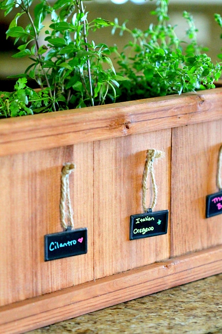 Inspiration: Creating an indoor garden and marking herbs, skip the stakes and mark via mini chalkboard signs, Learn more