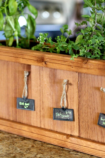 Inspiration: Creating an indoor garden and marking herbs, skip the stakes and mark via mini chalkboard signs, Learn more