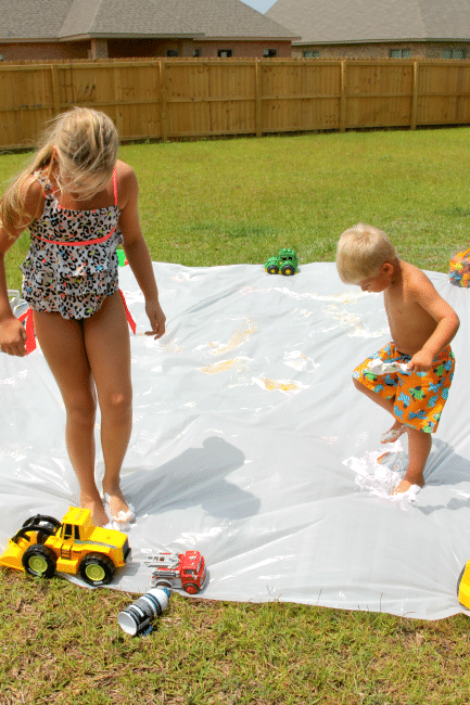 Ready to have some summer fun? Create an outdoor play area that cleans up easy..REALLY! 