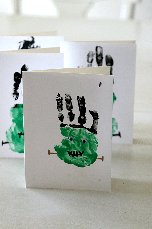 Frankenstein Handprint Craft for Cards, Bags, and more! Toddler and Preschool DIY Painting Fun