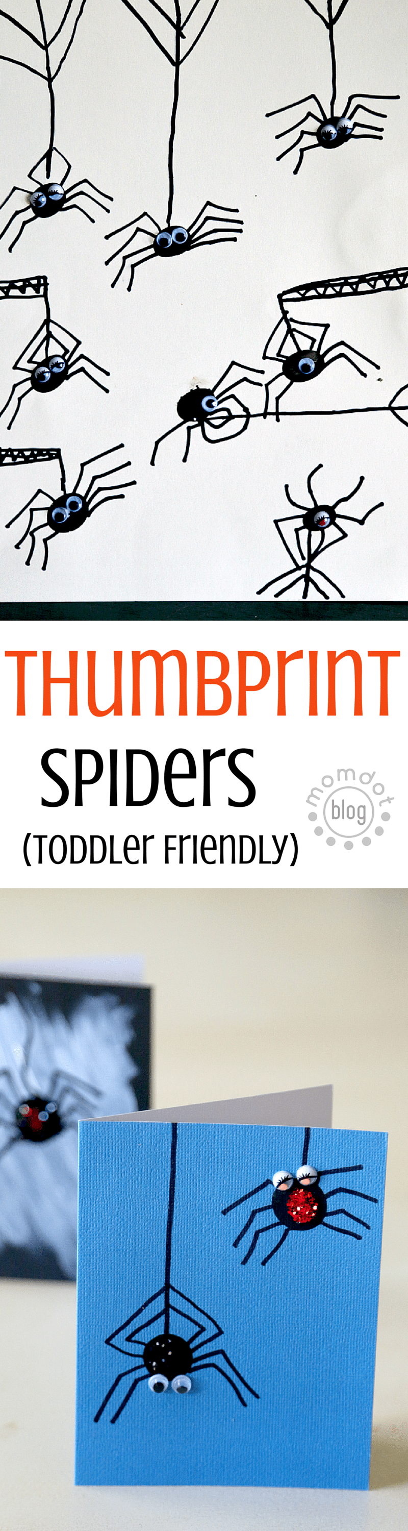 Fingerprint Spiders or Thumbprint Spiders, either way tons of fun for this easy anytime (But great at Halloween) SPIDER PARTY !