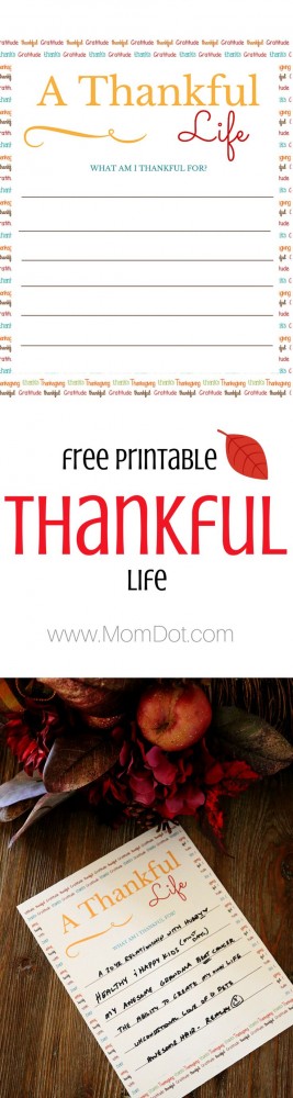 "I Am Thankful For..." FREE Printable for Thanksgiving! - MomDot