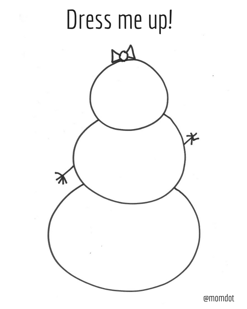 Free snowman printable sheet, dress up mrs snowman with this free coloring sheet