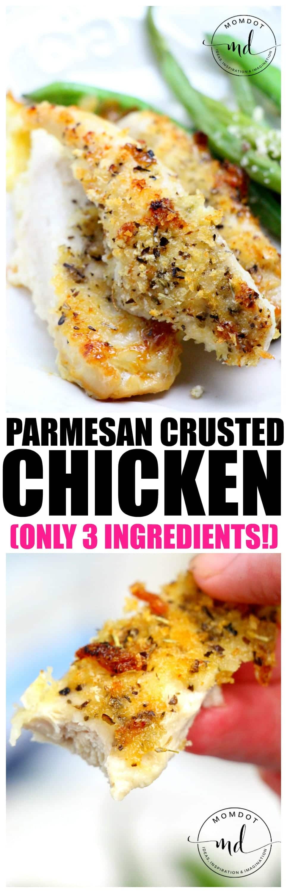 Parmesan Crusted Chicken 3 Ingredients to a perfectly juicy meal that the entire family will love, QUICK and EASY without sacrificing taste