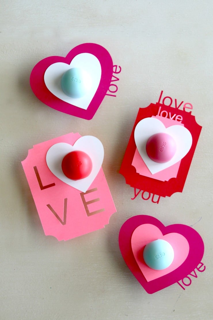 DIY EOS Valentines, perfect for tweens, teens and teachers, complete with FREE printabels and Silhouette files