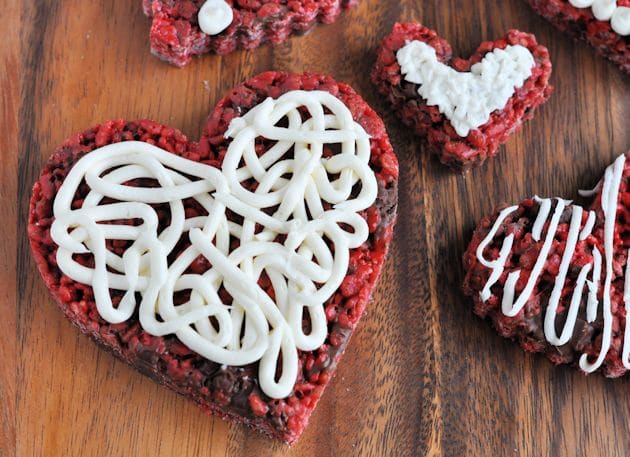 Red Velvet Rice Krispies Treats Hearts