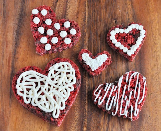 Red Velvet Rice Krispies Treats Hearts