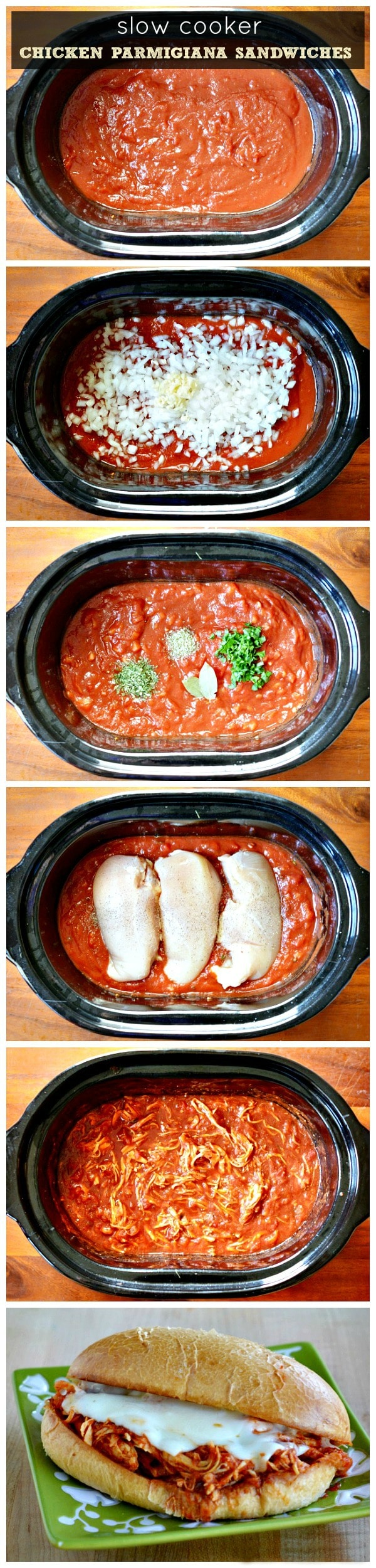 Slow Cooker Chicken Parmesan Sandwiches - The Magical Slow Cooker