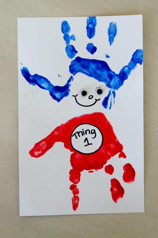 Dr Suess Inspired Thing 1 And Thing 2 Handprint Art Momdot