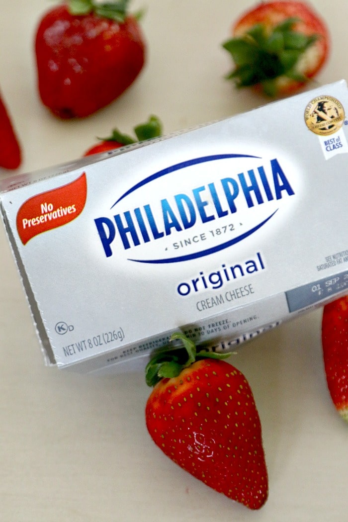 Philadelphia original cream cheese and fresh red strawberries
