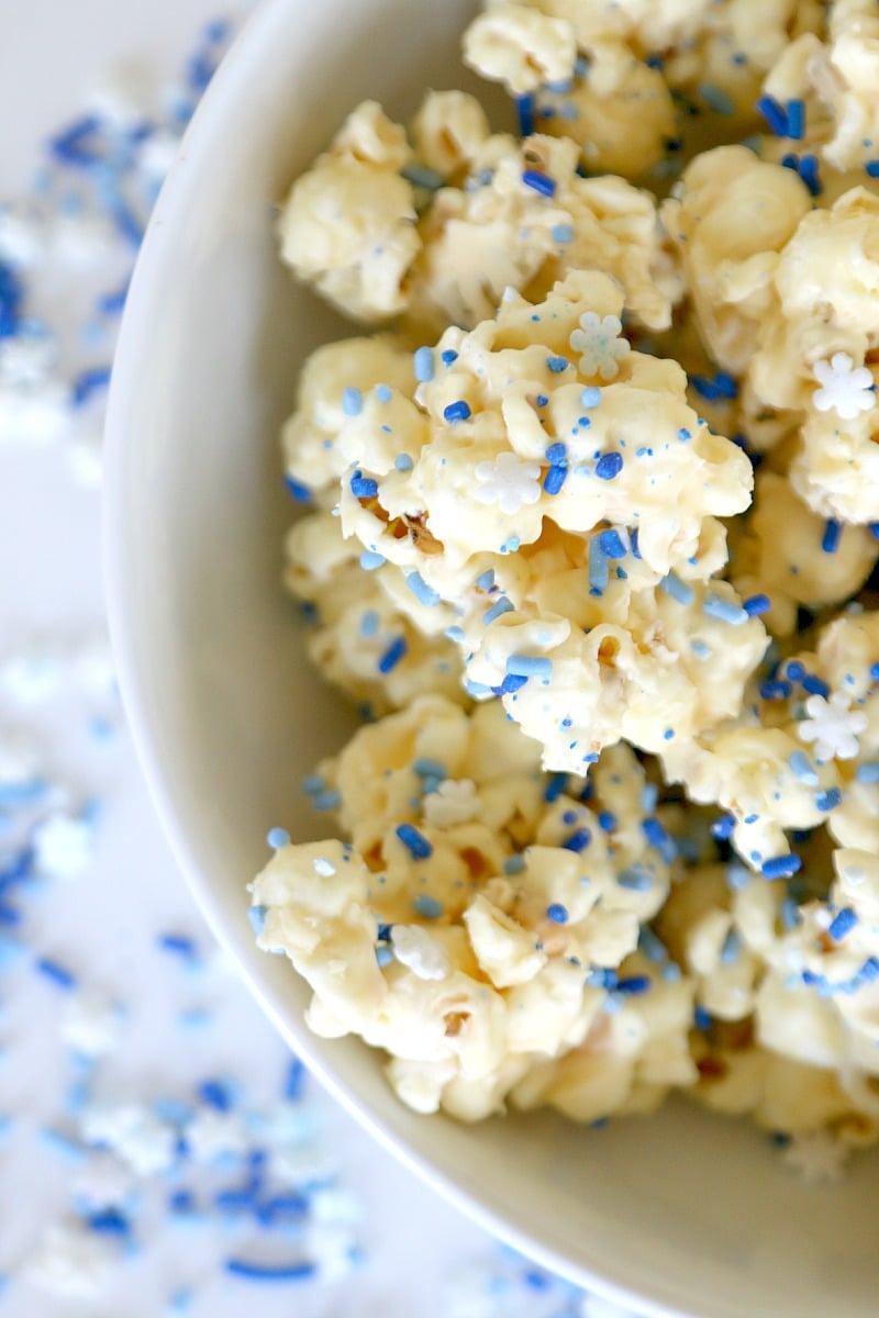 Frozen Inspired Mint White Chocolate Popcorn , Great for Parties and fun