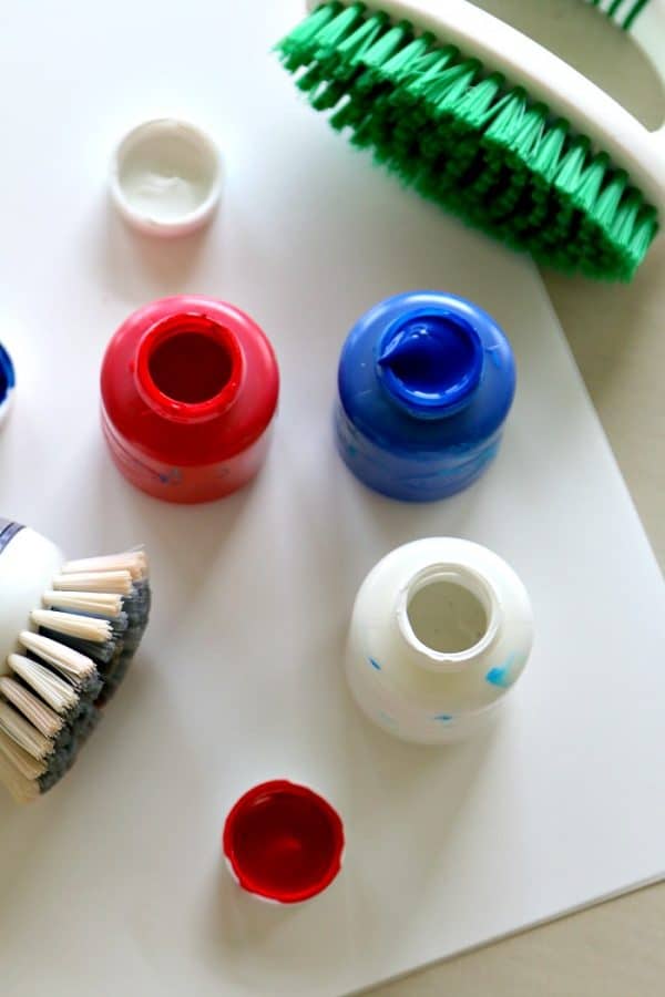 4th of July Kids Fireworks Art Craft Using a Dish Brush 