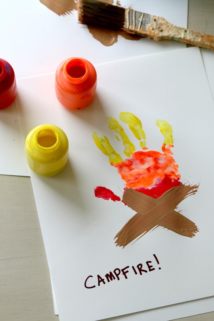 Campfire Handprint Art perfect for Preschoolers, summer and 4th of July handprint fun -Free Printable