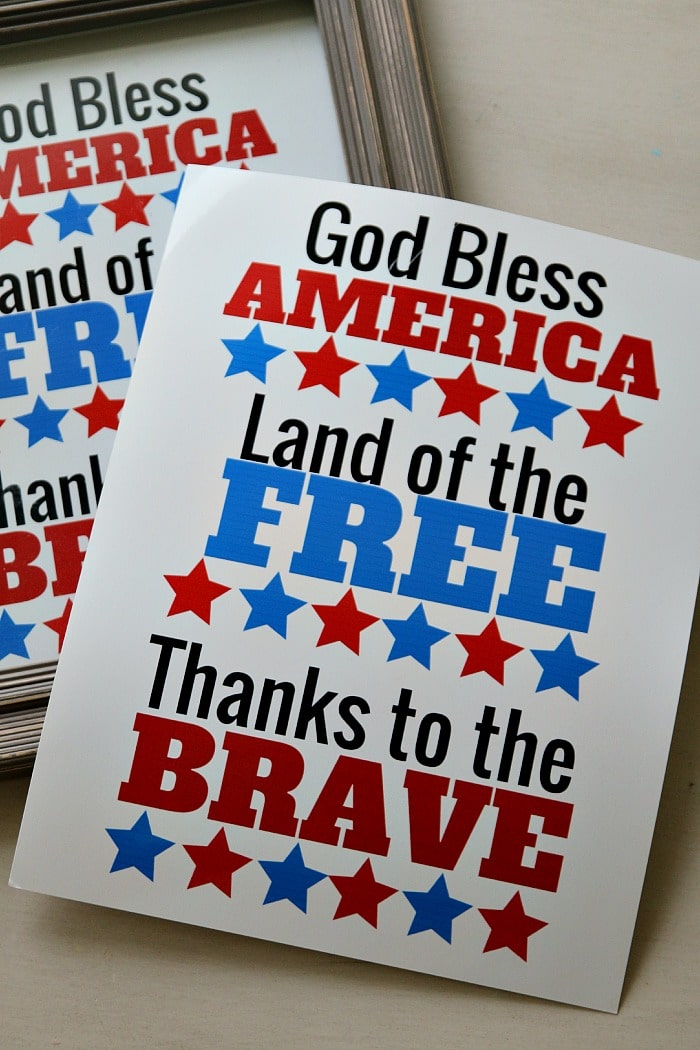 Fourth of July printable  God Bless America Land of the Free