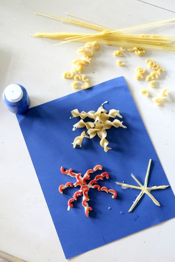 Fourth of July  Firework Noodle Craft for kids, fun noodle shapes make unique fireworks