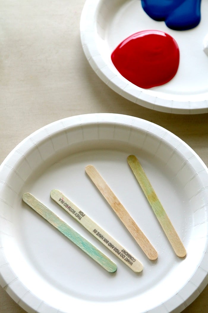 Captain America Paper Plate Shield with Popsicle Sticks