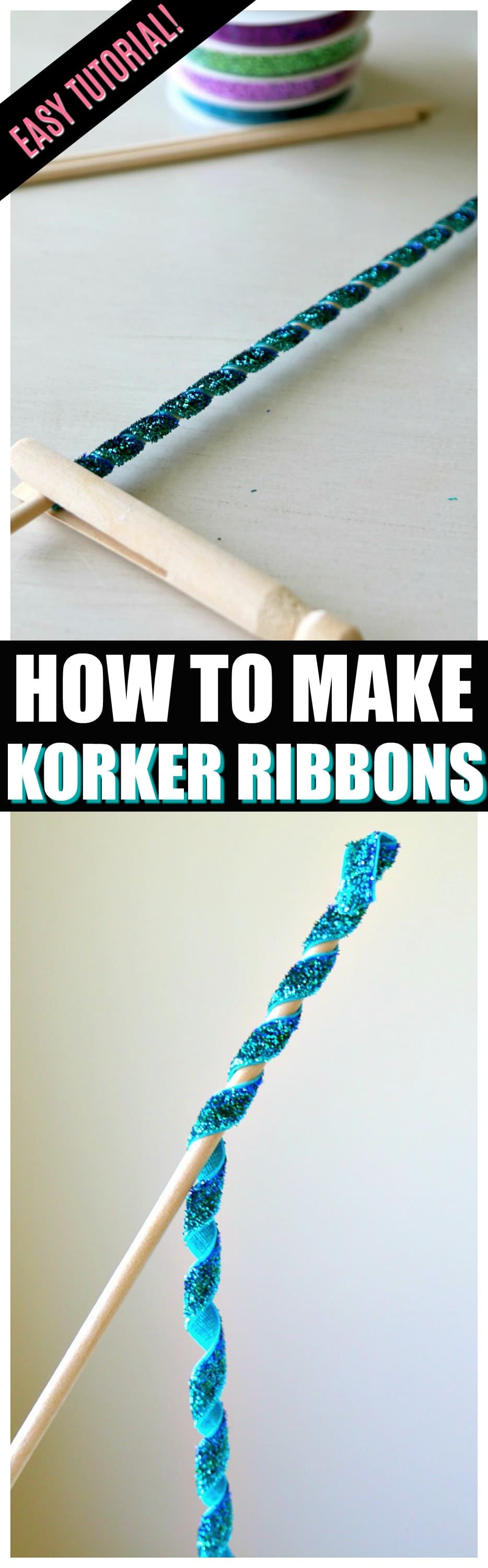 Photos showing how to make a Korker Ribbon Tutorial from start to finish.