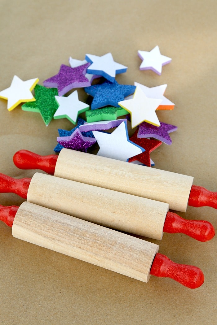 July 4th Stamping with Roller Pins, Kids Crafting Fun