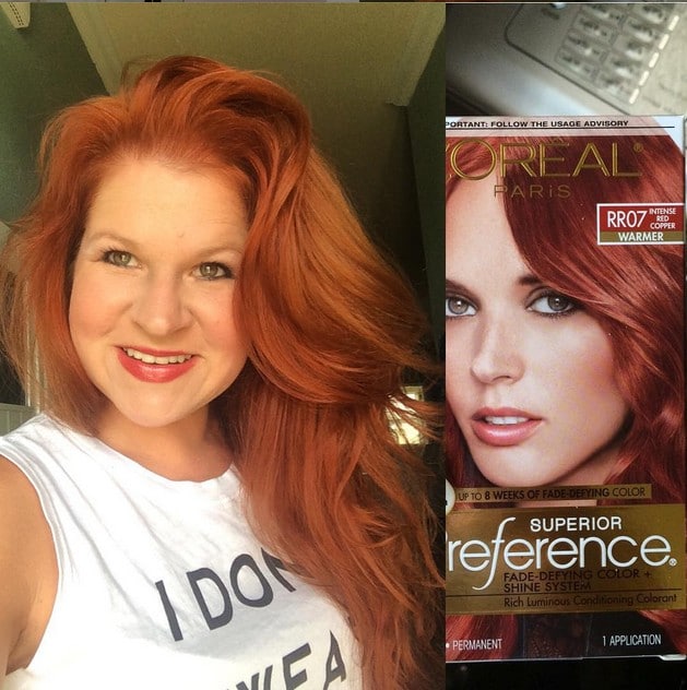 Women with fresh L'Oreal Intense Copper hair dye