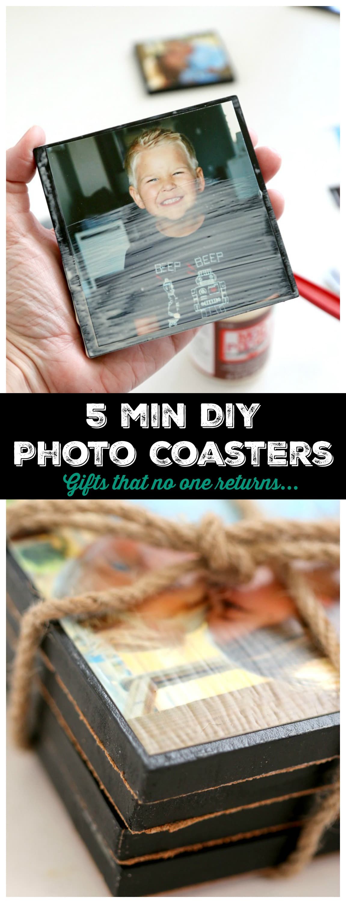 DIY Photo Coasters : 5 minutes of Crafting for a gift that never gets returned, tell them you love them with photographs