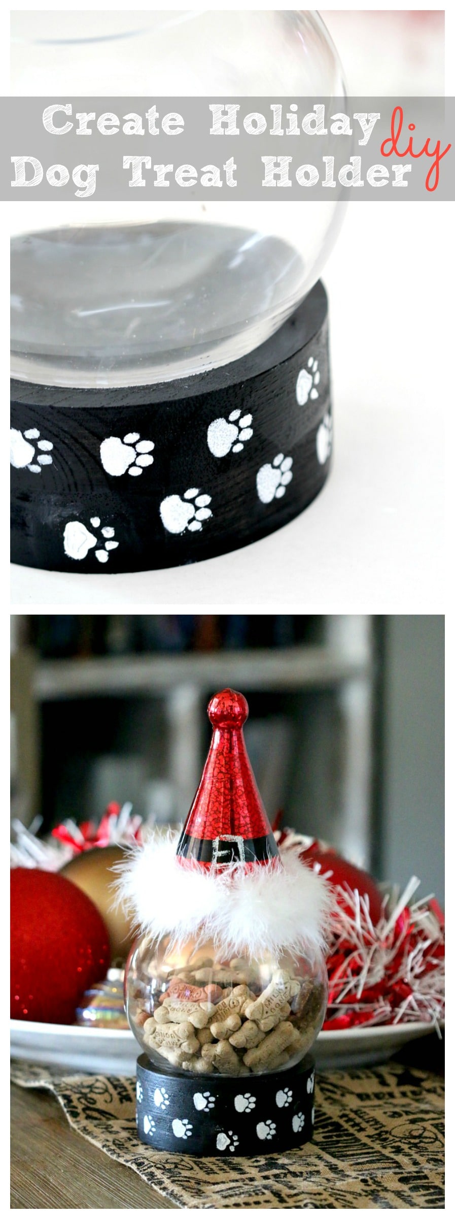 Santa Paws: Decorative Dog treat holder, perfect to keep those treats front and center this holiday - the dog will love you for it! (also great gift)