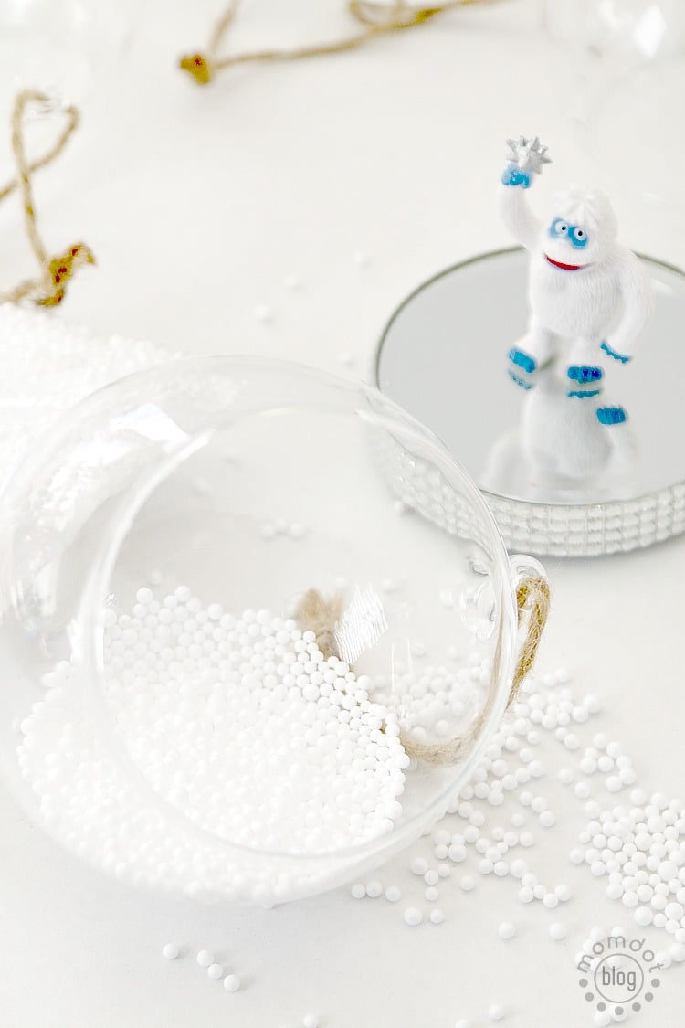 Create easy Snow Globe ornament decoration "Rudolph the Red nose Reindeer" version
