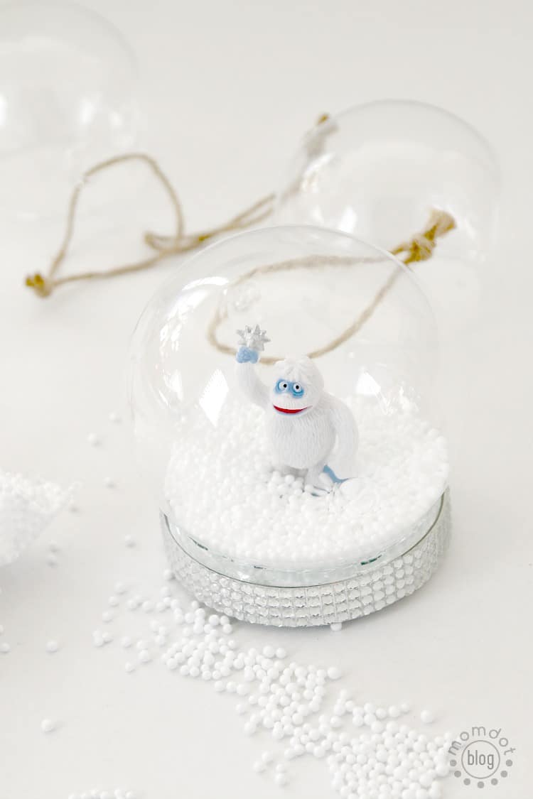 Create easy Snow Globe ornament decoration "Rudolph the Red nose Reindeer" version