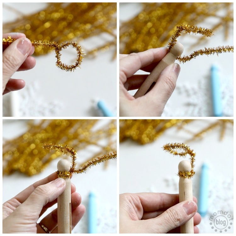 Beautiful Clothespin Angel Ornaments, great for a tree full of angels, to pass out as gifts, and to add on the top of presents for something special. Takes mere minutes to make