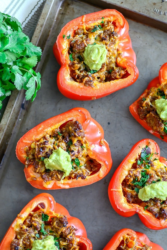 stuffed peppers with sausage, perfect for a twist on Mexican night!