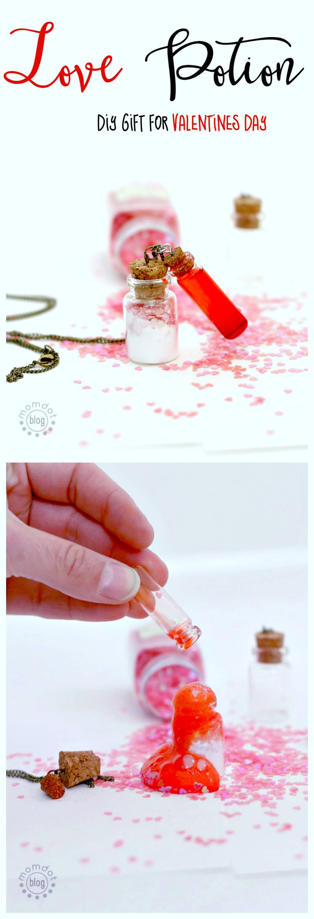 Love Potion: DIY a mini necklace set of Love Potion that really explodes with Love! Adorable, fun craft for best friend or spouse