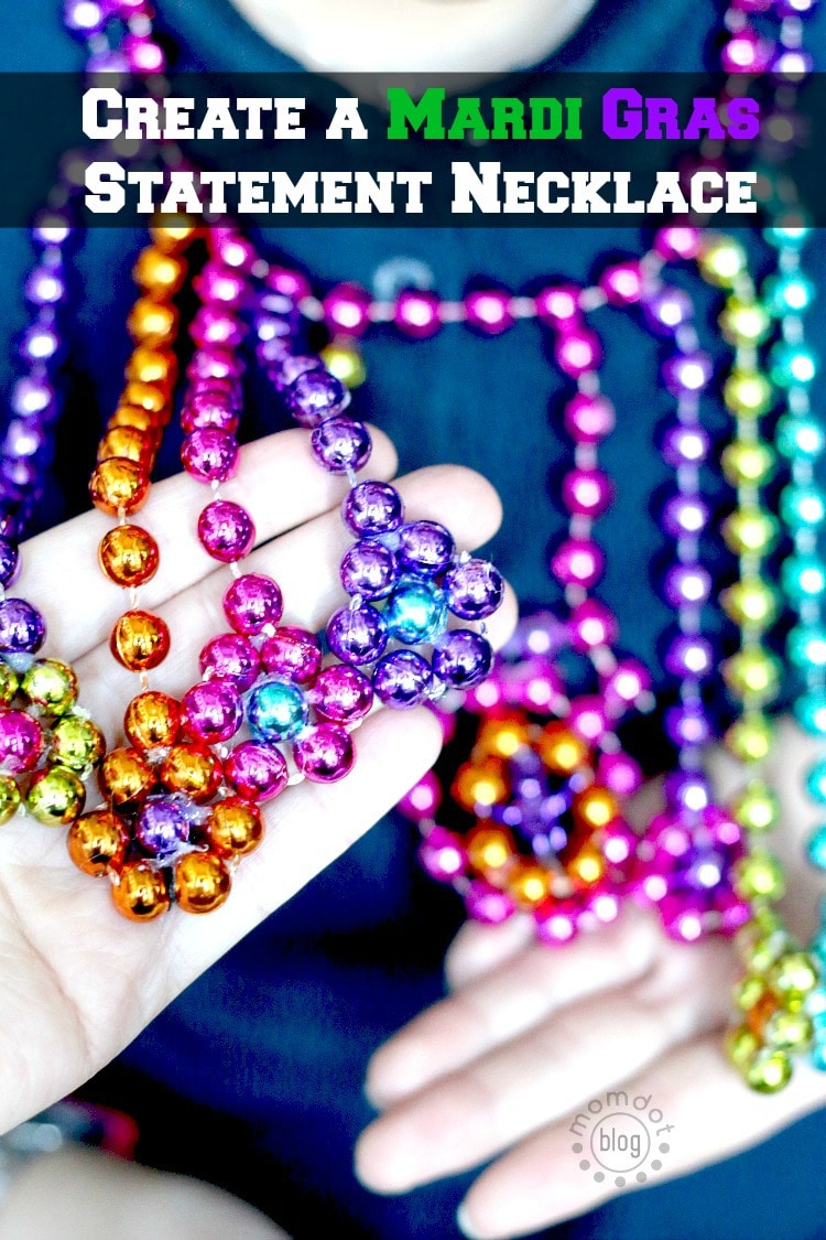 DIY Mardi Gras Flower Necklace: Repurpose your Mardi Gras beads into a statement necklace