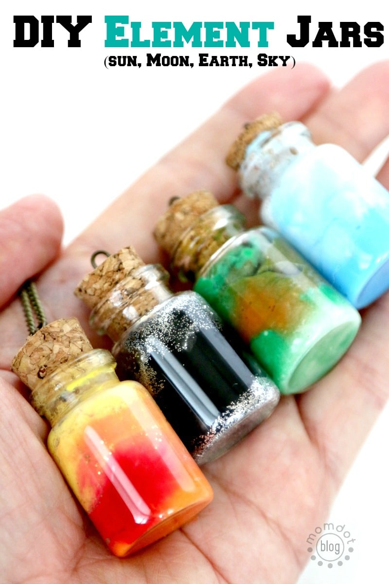 Element Jars: Create Sun, Moon, Earth, and Sky in these fun DIY Element Jar Necklaces Tutorial, picture instructions, Nebula Jar