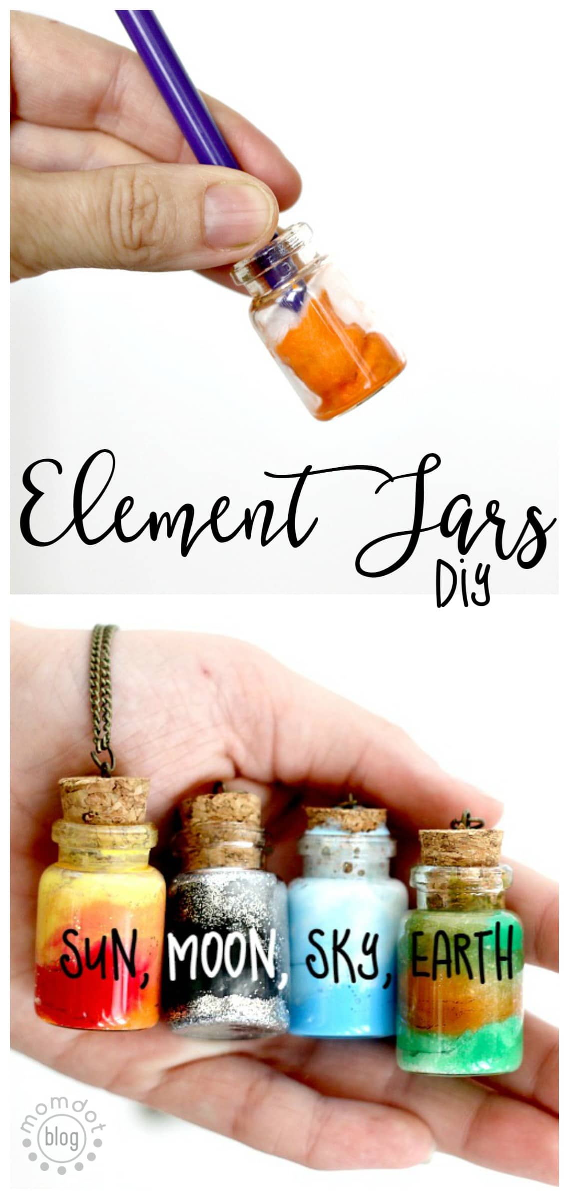 Element Jars: Create Sun, Moon, Earth, and Sky that are labeled on the front with a paint marker.