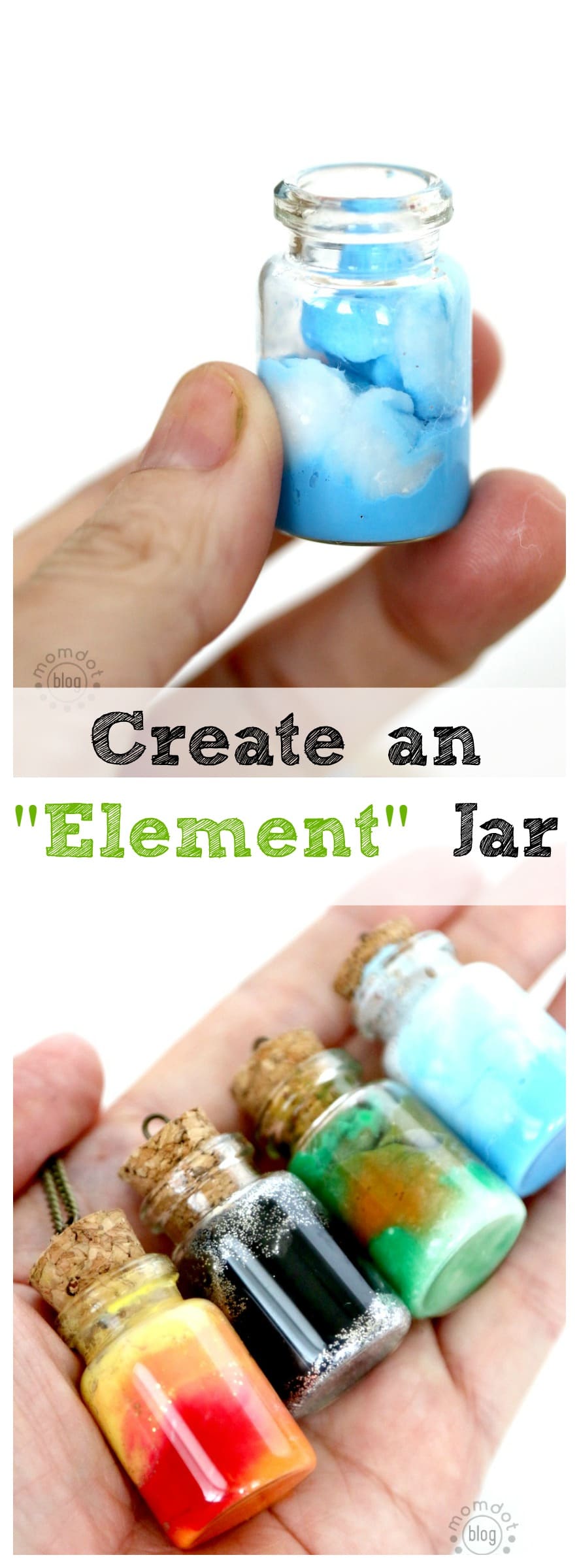 Element Jars: Create Sun, Moon, Earth, and Sky in these fun DIY Element Jar Necklaces Tutorial, picture instructions, Nebula Jar