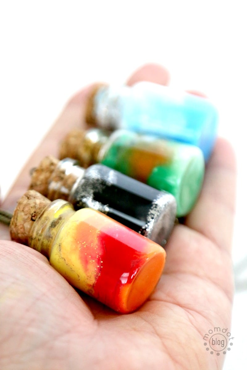 Element Jars: Create Sun, Moon, Earth, and Sky in these fun DIY Element Jar Necklaces Tutorial, picture instructions, Nebula Jar