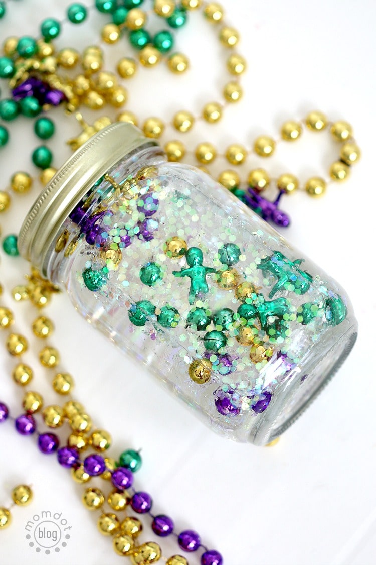 Calming Jar: Create a Mardi Gras Calm down jar, 3 recipes ideas in this DIY "sit down" project