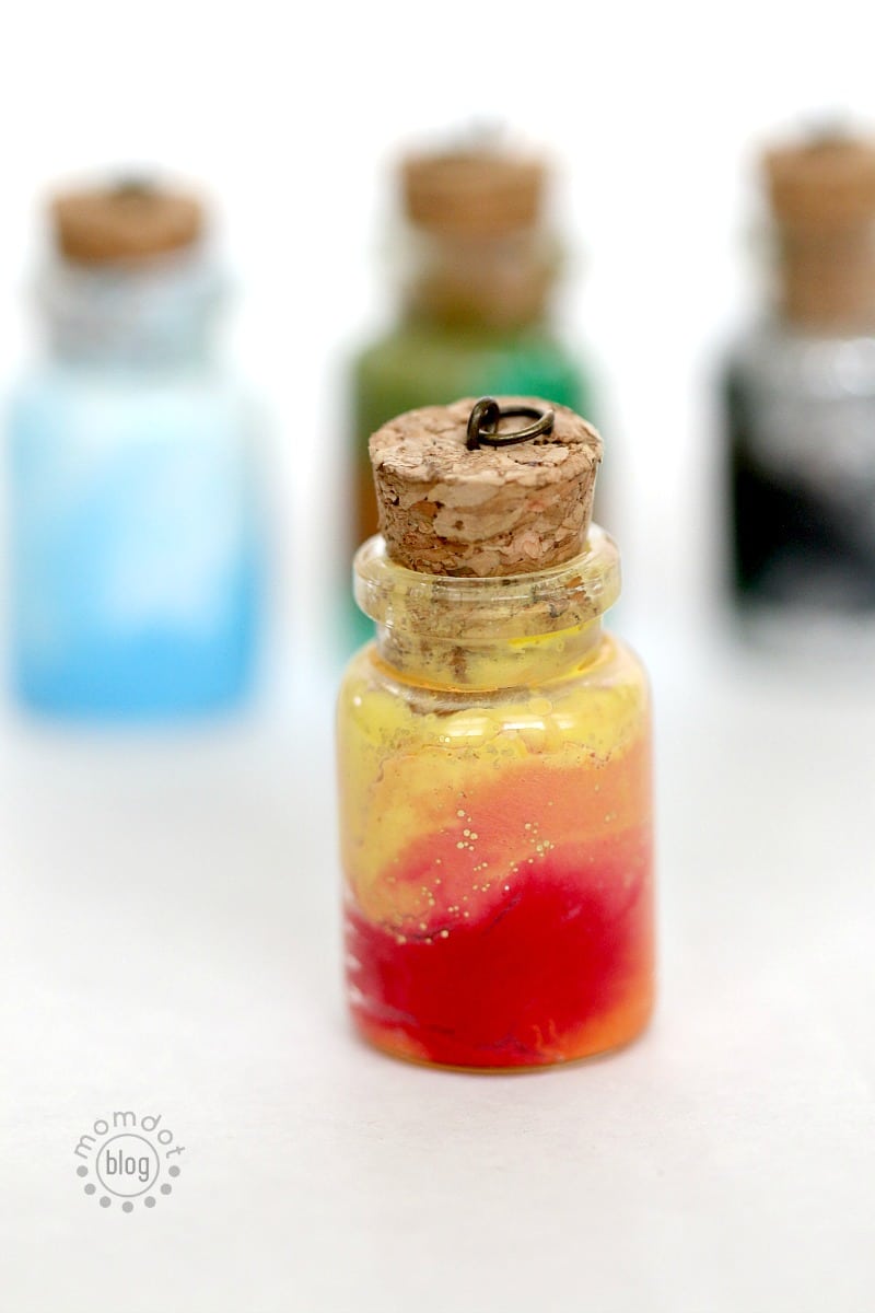 Element Jars: Create Sun, Moon, Earth, and Sky in these fun DIY Element Jar Necklaces Tutorial, picture instructions, Nebula Jar