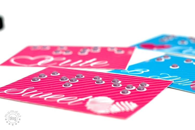 Braille Valentines: Free Printable to create Braille Valentines with a simple candy dot peel recipe, pass out to children that may feel left out this season due to sight