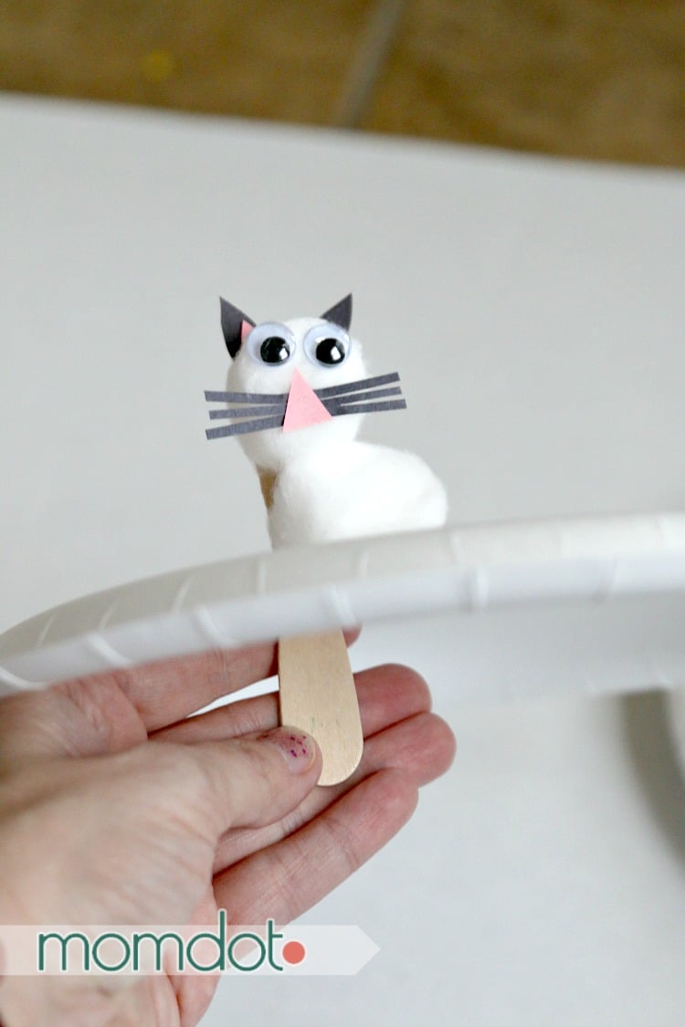 Paper plate craft: Little Bunny Foo Foo stick puppet, walks across his paper plate forest