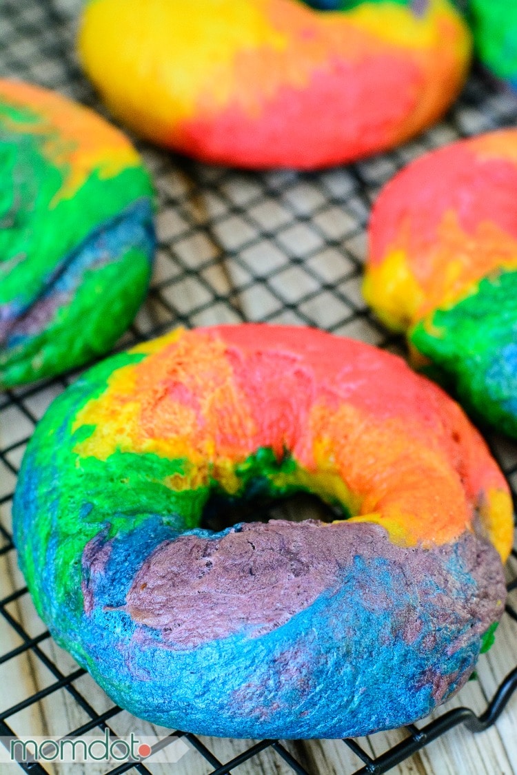 DIY Rainbow Bagel Recipe that will blow your kids mind in the morning. Create Melted Rainbow bagels with this easy to follow recipe tutorial right from your own kitchen . 