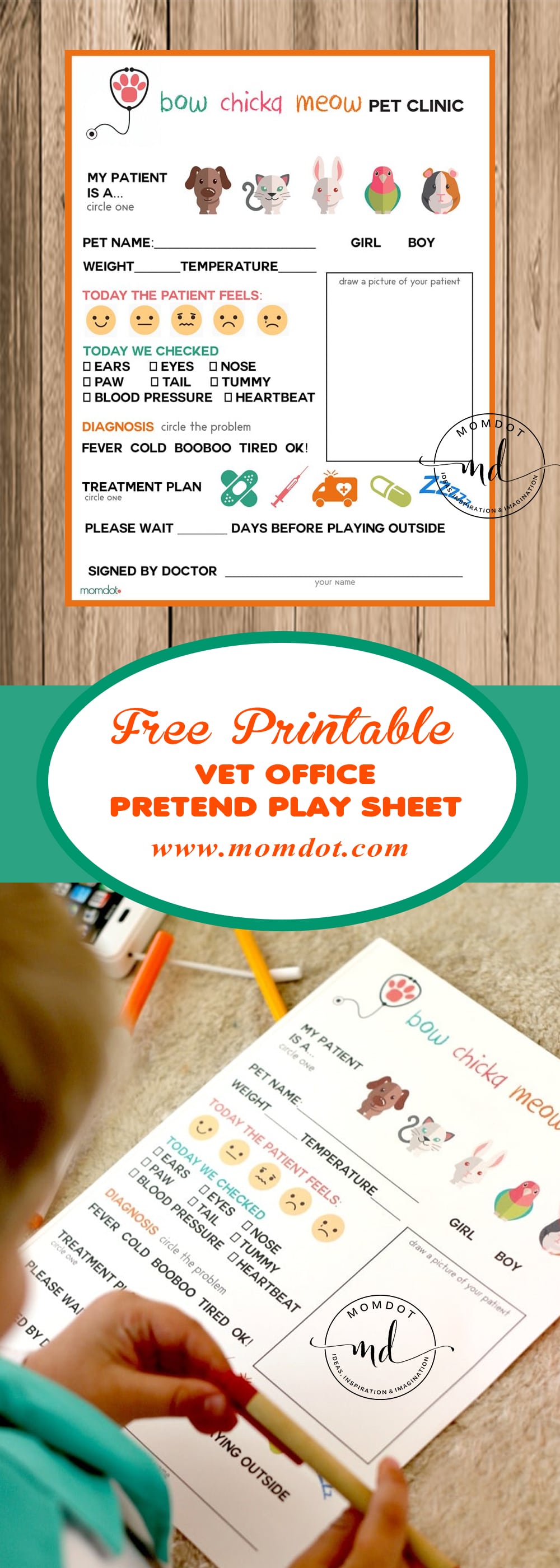 Free Printable Vet Office Pretend Play Sheet