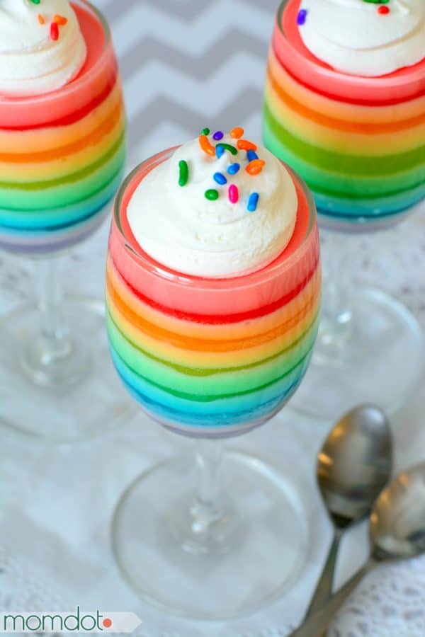 Rainbow Jello Parfait easy 2 Ingredient recipe MomDot